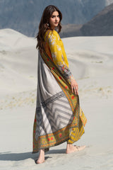 3-PC Unstitched Embroidered Linen Collection By Charizma