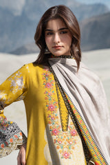 3-PC Unstitched Embroidered Linen Collection By Charizma