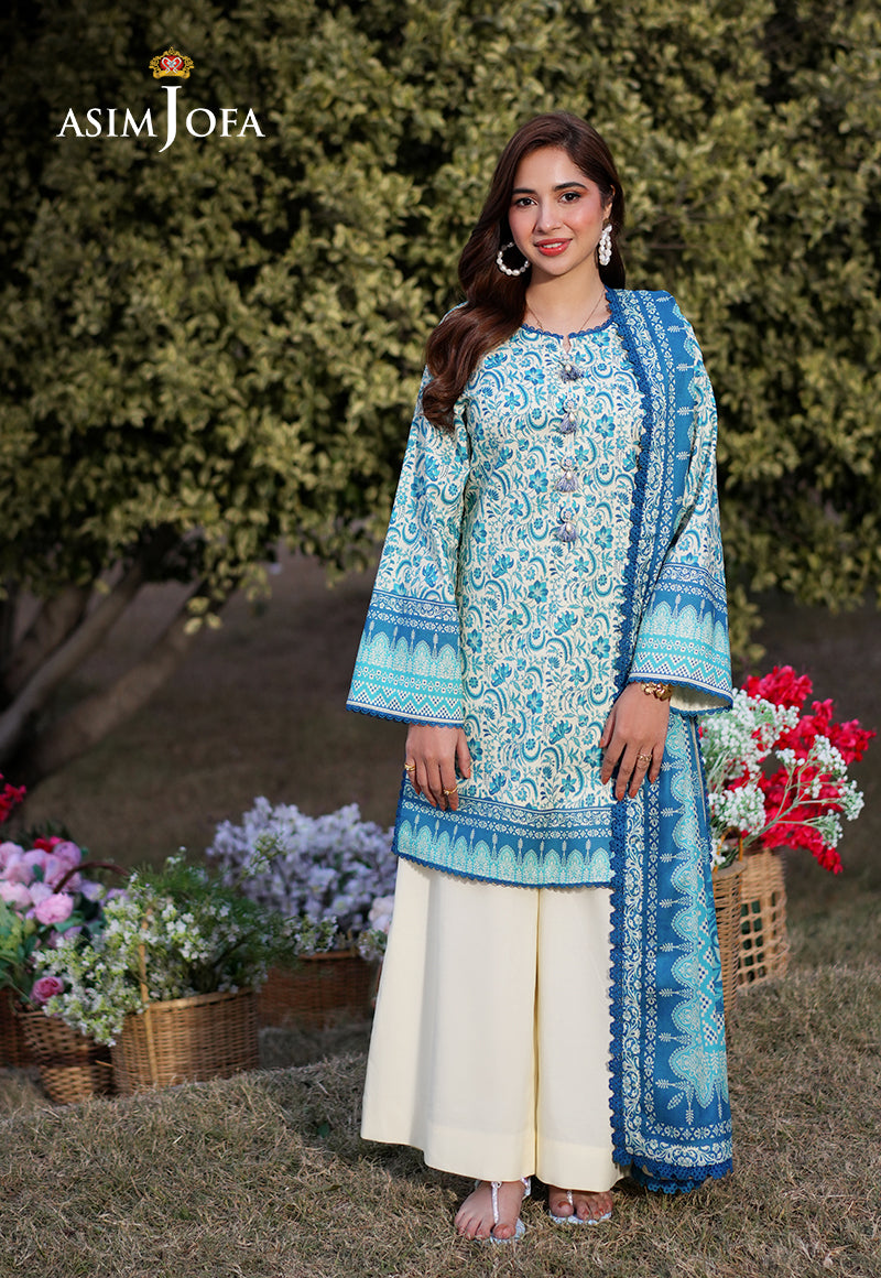 AJUUB-13 | 3Pc Unstitched Lawn Suit Vol 2 Prints By Asim Jofa