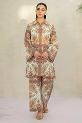3-PC Unstitched Digital Printed Lawn By Jazmin |  USE-9198