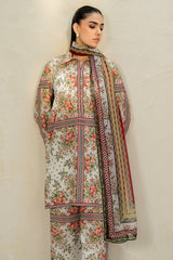 3-PC Unstitched Digital Printed Lawn By Jazmin |  USE-9198