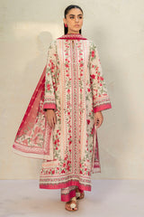 3-PC Unstitched Digital Printed Lawn By Jazmin | USE-9200