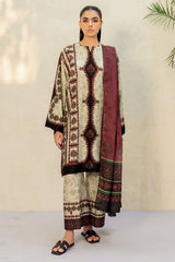 3-PC Unstitched Digital Printed Lawn By Jazmin | USE-9193