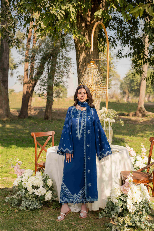 3-PC Unstitched Embroidered Chikankarri Plain Lawn Freesia By Panache | D11