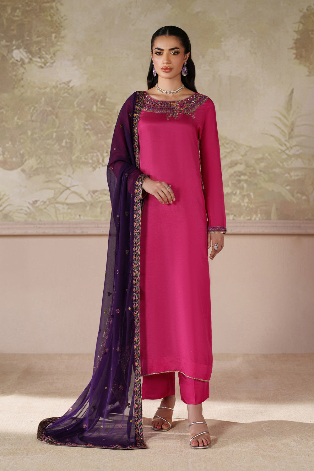 3-PC Unstiched Embroidered Chiffon By Zarif | Haneera