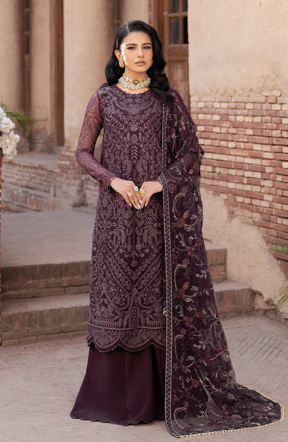 3-PC Unstiched Embroidered Chiffon By Zarif | Semira