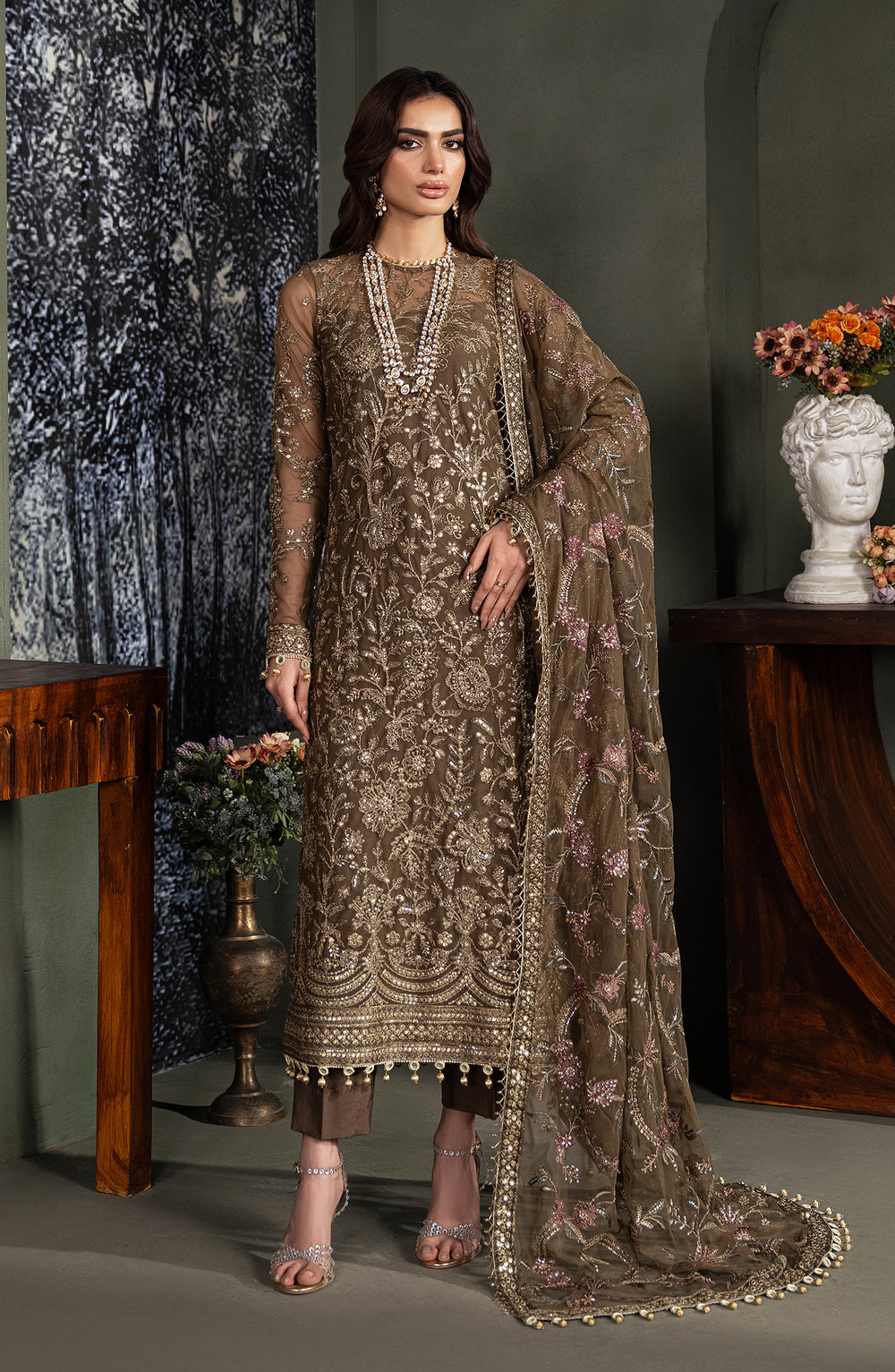 3-PC Unstiched Embroidered Chiffon By Zarif | Zhalay