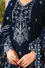 Hv-08 Soil | 3Pc Unstitched Suit Winter Luxury Velvet Sheen By Raeesa