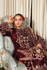 Hv-07 Poosh | 3Pc Unstitched Suit Winter Luxury Velvet Sheen By Raeesa