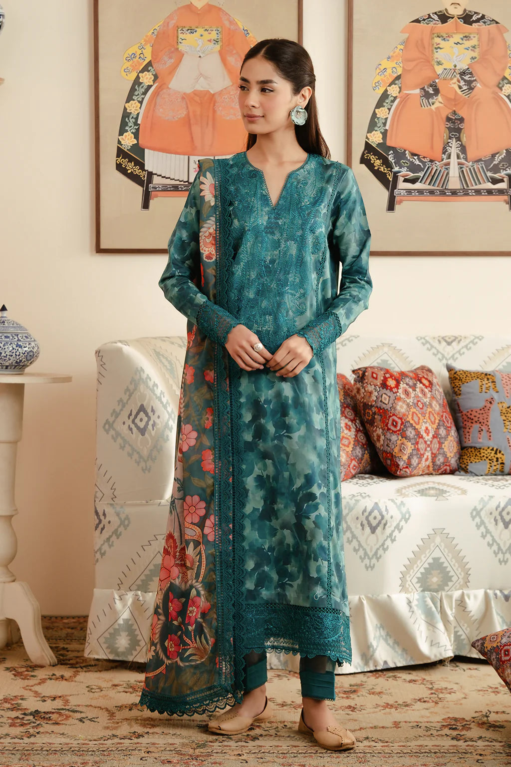 08-Ceila | 3PC Unstitched Lawn Suit Malina By Afrozeh