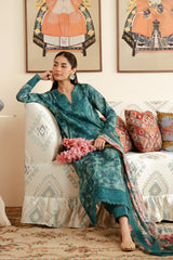 08-Ceila | 3PC Unstitched Lawn Suit Malina By Afrozeh