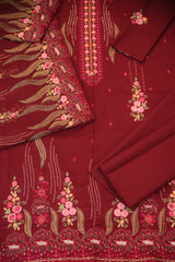 3-PC Embroidered Chikan Shirt With Embroidered Shafoon Dupatta