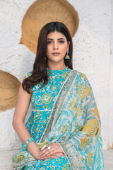 3-PC Unstitched Airjet Lawn Shirt Bamber Crinklr Printed Dupatta Parisa By Wania | WL-486