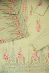 3-PC Embroidered Chikan Shirt With Embroidered Shafoon Dupatta