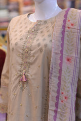 3-PC Stitched Suit With Farshi Shalwar | S2