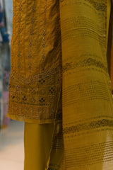 3-PC Stitched Suit With Farshi Shalwar | S4