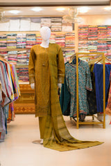 3-PC Stitched Suit With Farshi Shalwar | S4