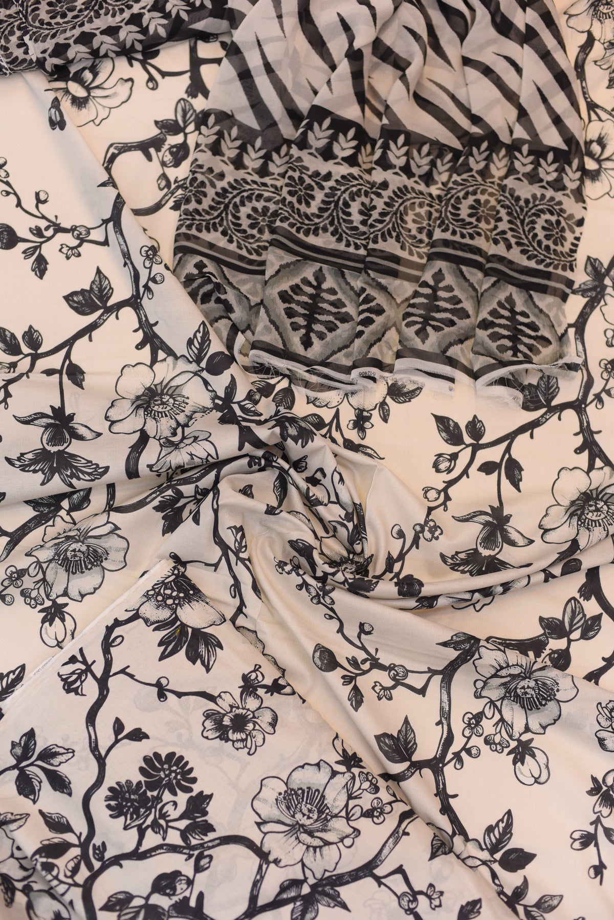 3-PC Unstitched Printed Over All Lawn With Chiffon Dupatta | P-02