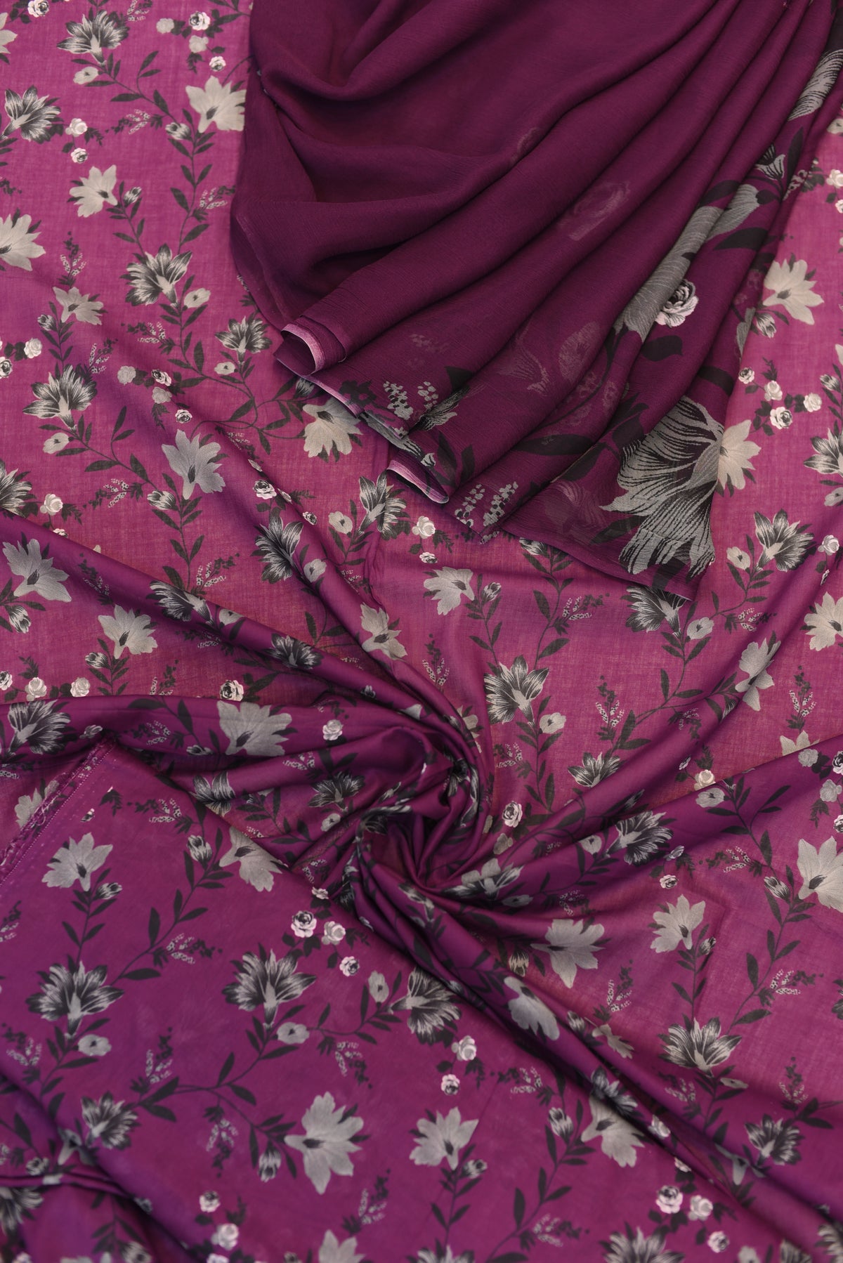 3-PC Unstitched Printed Over All Lawn With Chiffon Dupatta | P-04