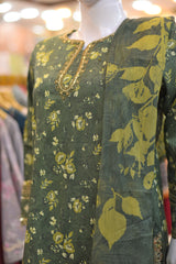 3-PC Stitcehd Print & Embroidered Sadabahar With Plazo Trouser | P-12