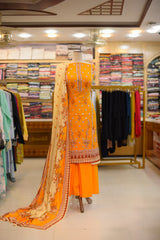 3-PC Embroidered Lawn With Sequence Lawn Dupatta | S-1