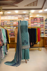 3-PC Embroidered Lawn With Sequence Lawn Dupatta | S-2