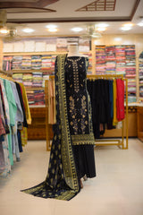 3-PC Embroidered Lawn With Sequence Lawn Dupatta | S-3