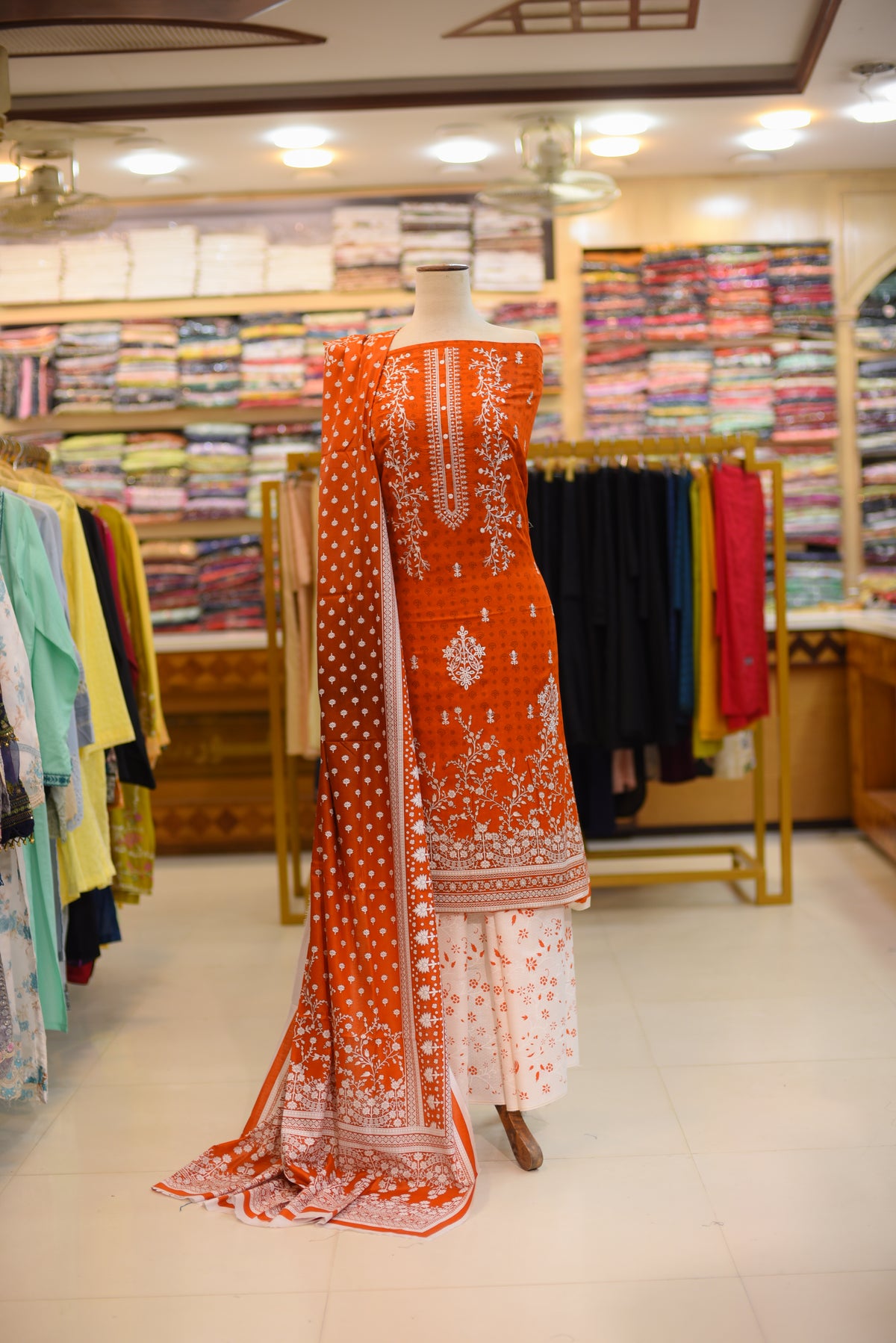 3-PC Embroidered Lawn With Sequence Lawn Dupatta | S-4