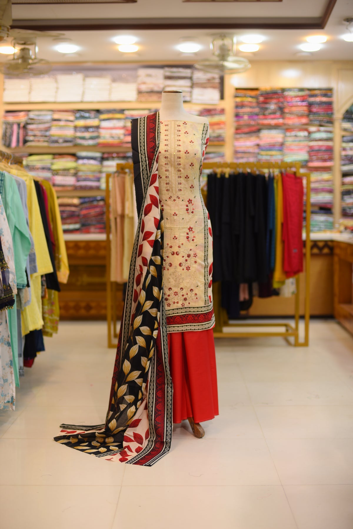 3-PC Embroidered Lawn With Sequence Lawn Dupatta | S-7