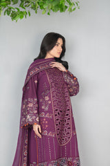 4-PC Unstitched Laser Cutwork Chambali By wania |  WL-239