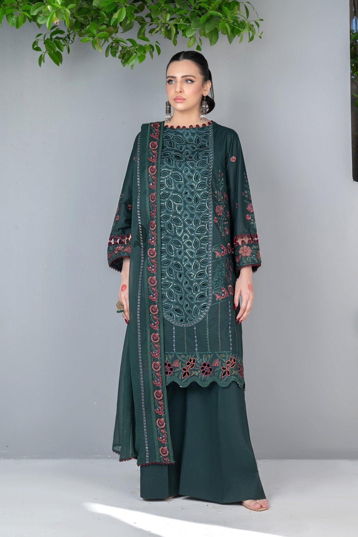 4-PC Unstitched Laser Cutwork Chambali By wania | WL-235