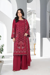 4-PC Unstitched Laser Cutwork Chambali By wania | WL-234)