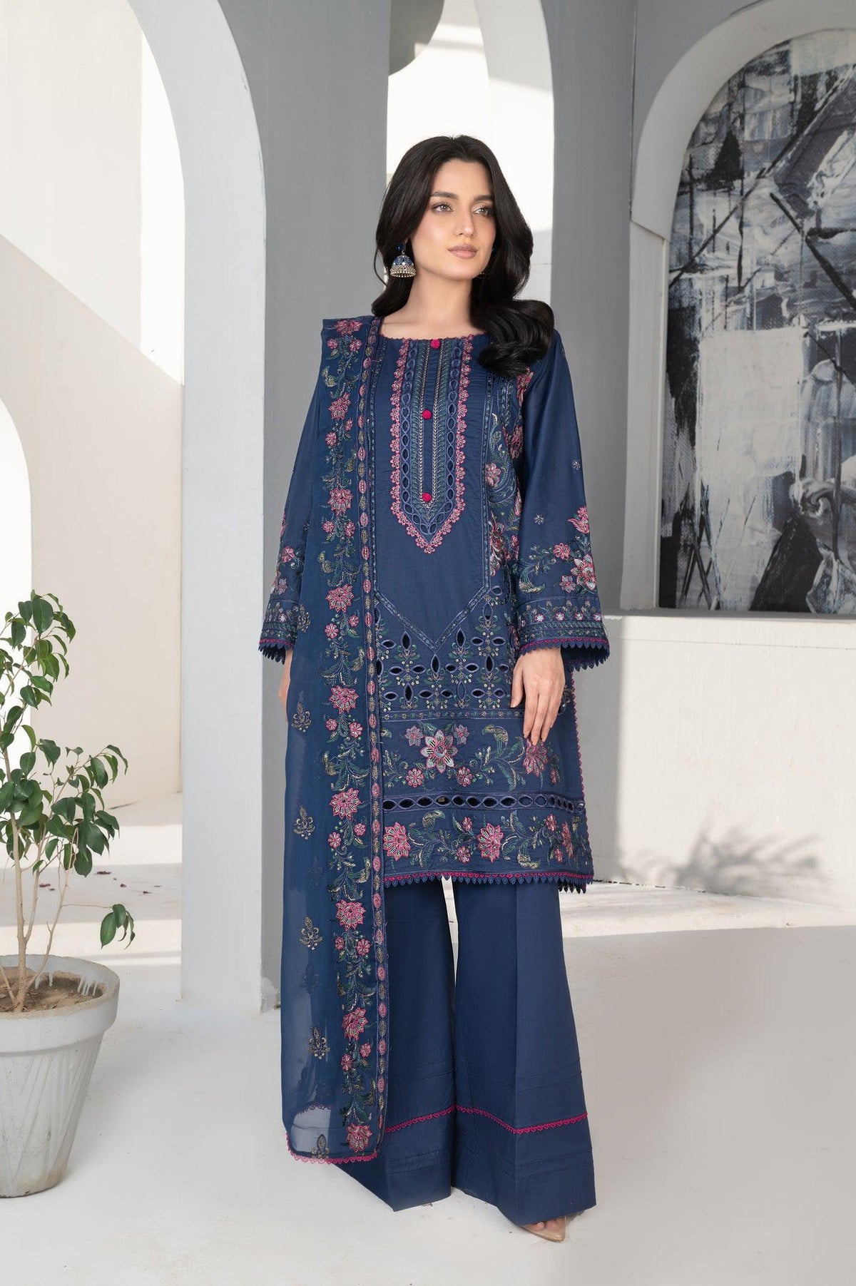 4-PC Unstitched Laser Cutwork Chambali By wania |  WL-237