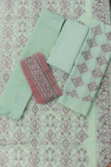 3-PC Unstitched Embroidered Lawn With Bamber Crinkle Dupatta | BC-1