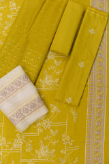 3-PC Unstitched Embroidered Lawn With Bamber Crinkle Dupatta | BC-2