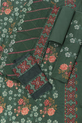 3-PC Unstitched Embroidered Lawn With Bamber Crinkle Dupatta | BC-3