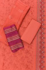 3-PC Unstitched Embroidered Lawn With Bamber Crinkle Dupatta | BC-4