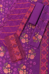 3-PC Unstitched Embroidered Lawn With Bamber Crinkle Dupatta | BC-7