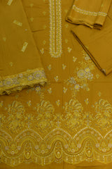 3-PC Unstitched Lawn Chikan Embroidered With Lawn Dupatta | LC-2