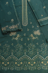 3-PC Unstitched Lawn Chikan Embroidered With Lawn Dupatta | LC-3