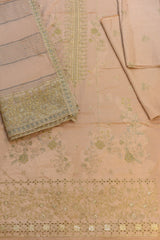 3-PC Unstitched Lawn Chikan Embroidered With Lawn Dupatta | LC-4