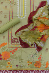 3-PC Unstitched Printed Lawn Suit Chiffon Dupatta | PC-1