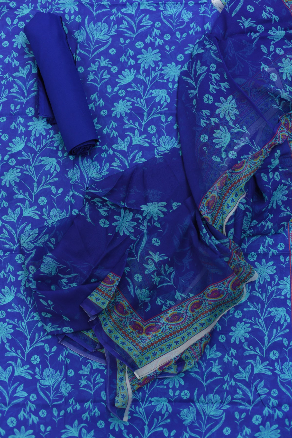 3-PC Unstitched Printed Lawn Suit Chiffon Dupatta | PC-3