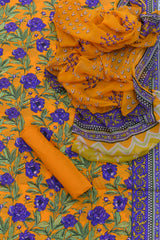 3-PC Unstitched Printed Lawn Suit Chiffon Dupatta | PC-5