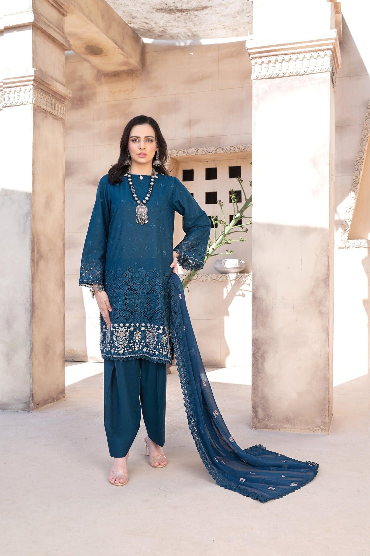 3-PC Unstitched Embroidery Sequence By Wania | WL-259