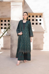 4-PC Unstitched Lawn Laser Cutwork Crinkle Embroidered Dupatta By Wania | WL-262