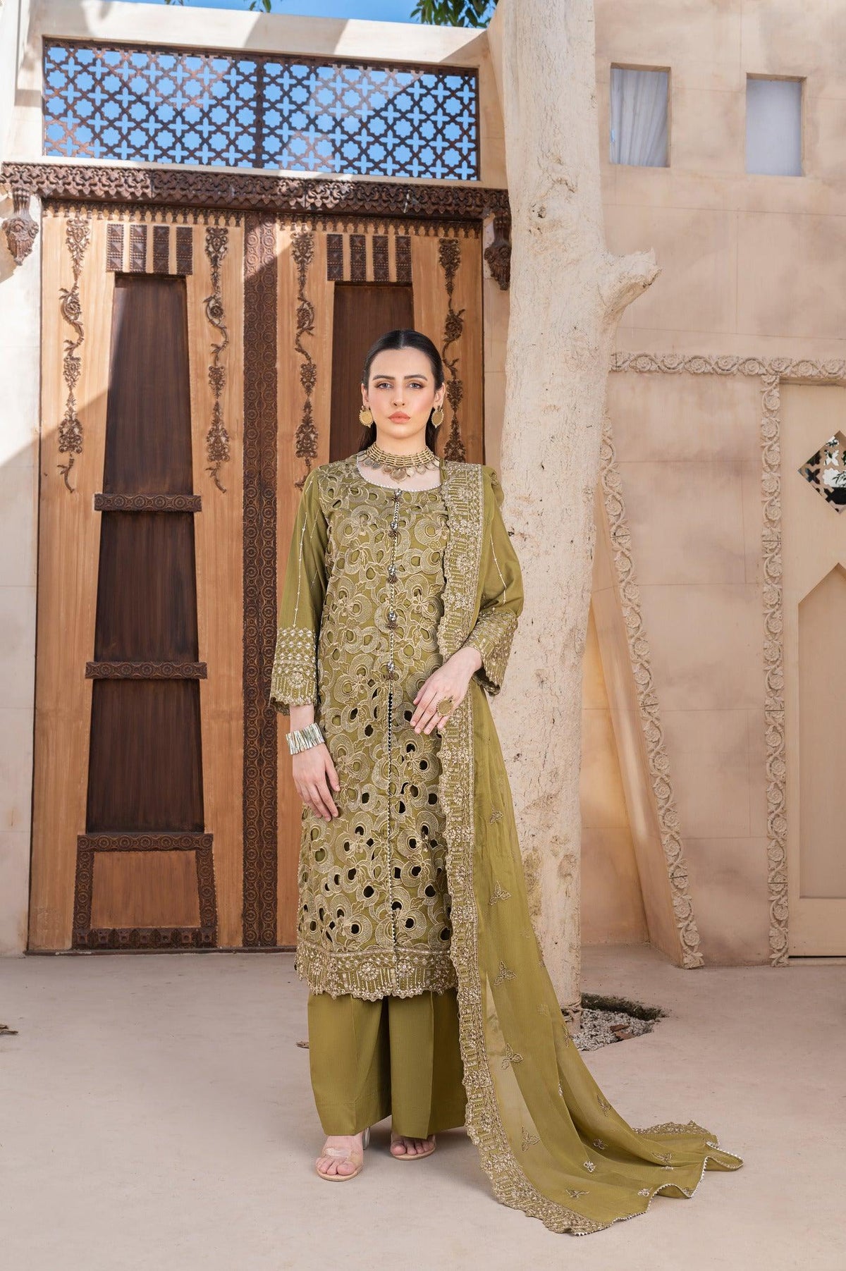4-PC Unstitched Laser Cutwork Chambali By wania | WL-267