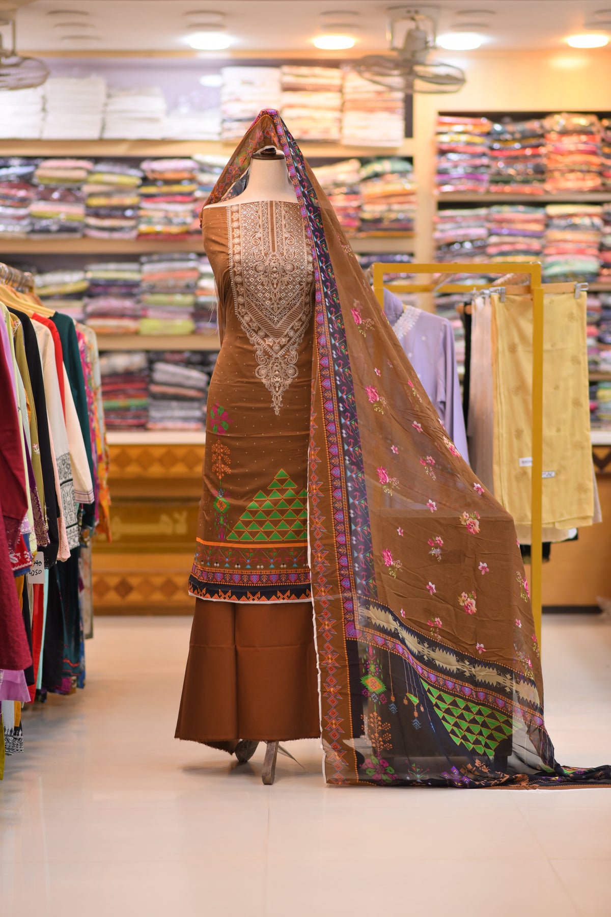 3-PC Unstitched Printed Embroidered Lawn | PL-13