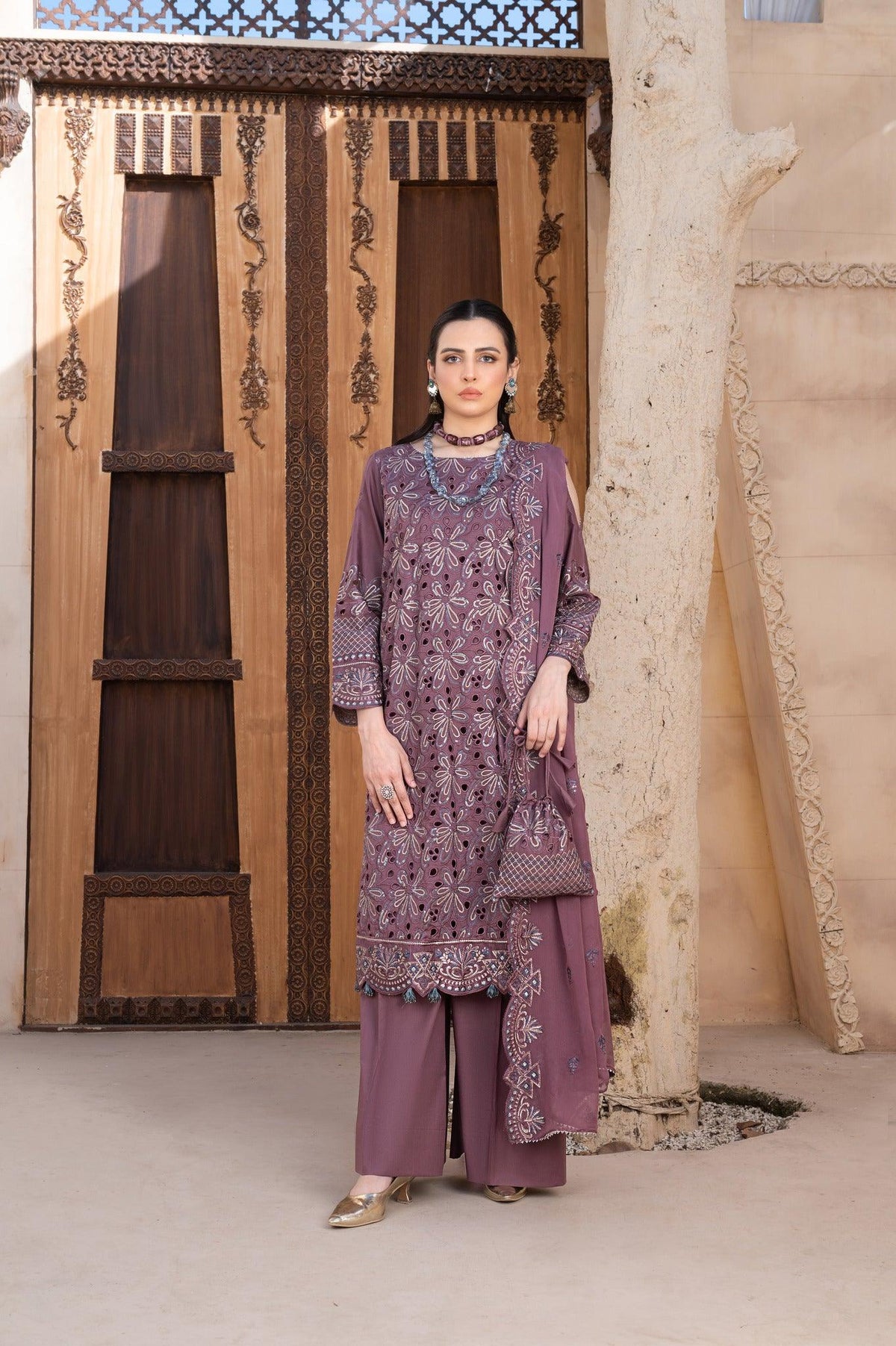4-PC Unstitched Laser Cutwork Chambali By wania | WL-264