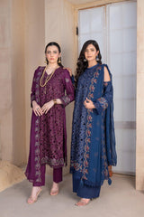 4-PC Unstitched Lawn Laser Cutwork Crinkle Embroidered Dupatta By Wania | WL-269